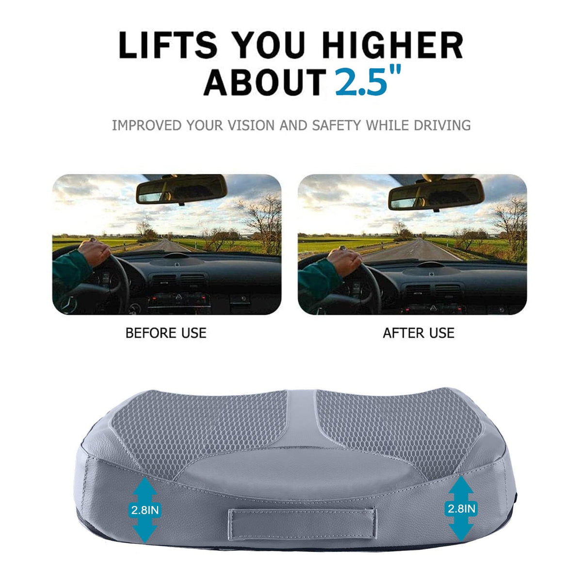 QYILAY side profile of wedge cushion illustrating ergonomic elevation