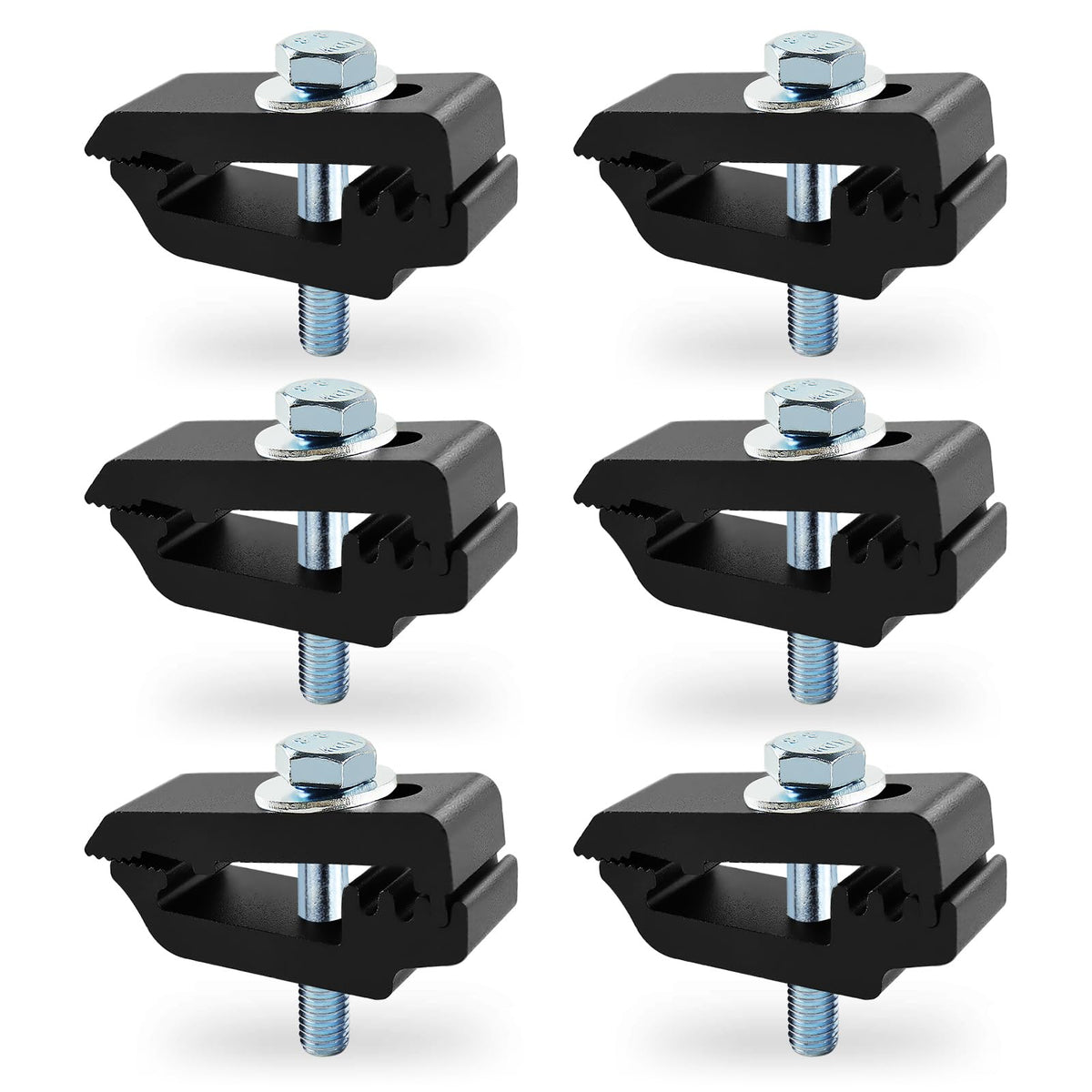 QYMOPAY clamp front view showing gripping stripes and secure hold benefit