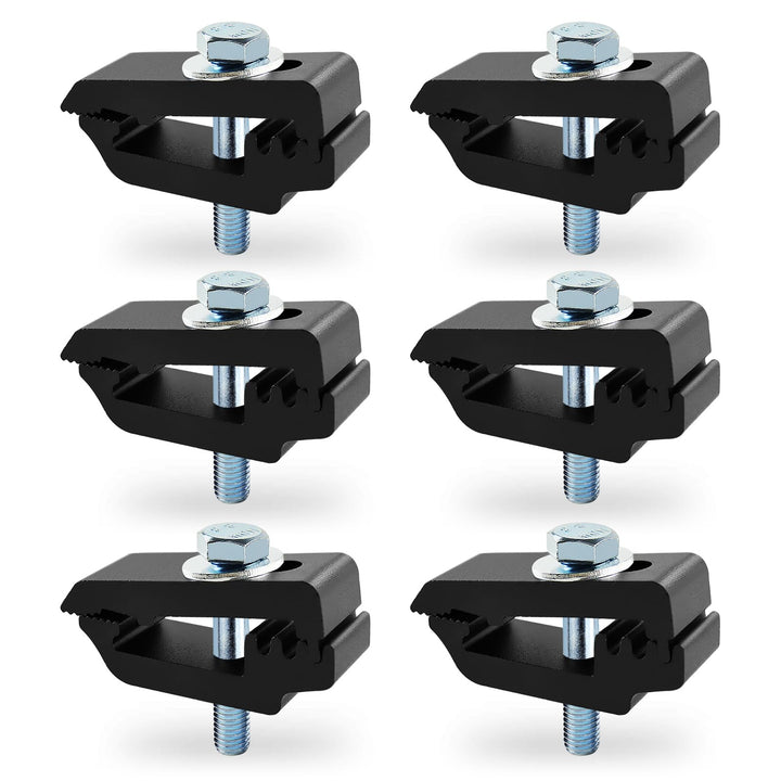QYMOPAY clamp front view showing gripping stripes and secure hold benefit