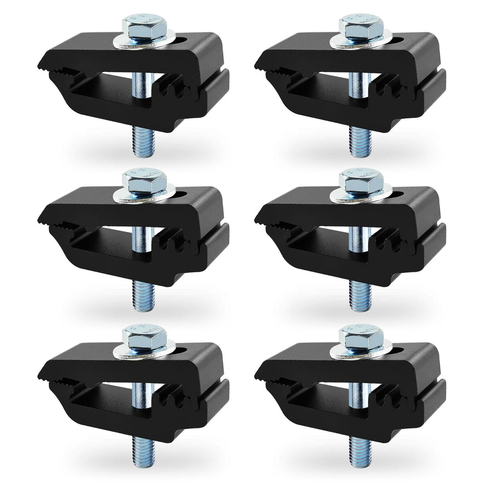 QYMOPAY clamp front view showing gripping stripes and secure hold benefit