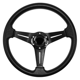 QYMOPAY front-facing steering wheel showing ergonomic shape and sporty look