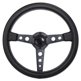 QYMOPAY front view of 14-inch steering wheel showing racing design and improved control