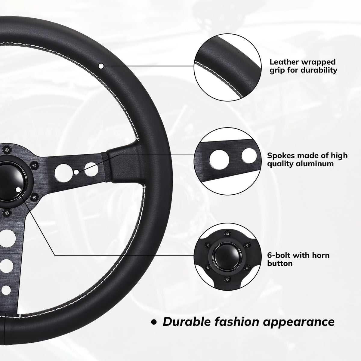 QYMOPAY leather grip texture detail showing secure hold and comfortable feel