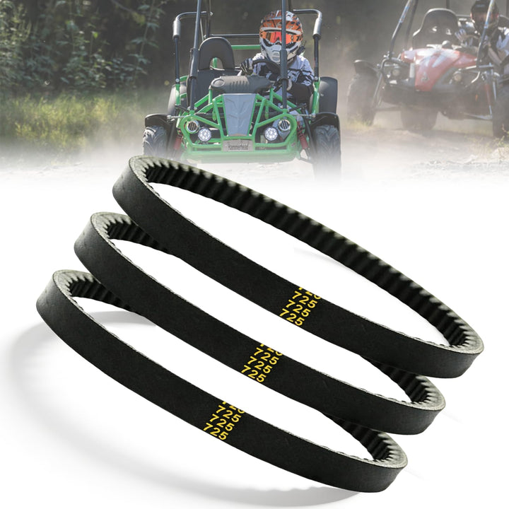 QYMOTO front packaging showing three 30-725 belts and clear labeling, reliable fitment