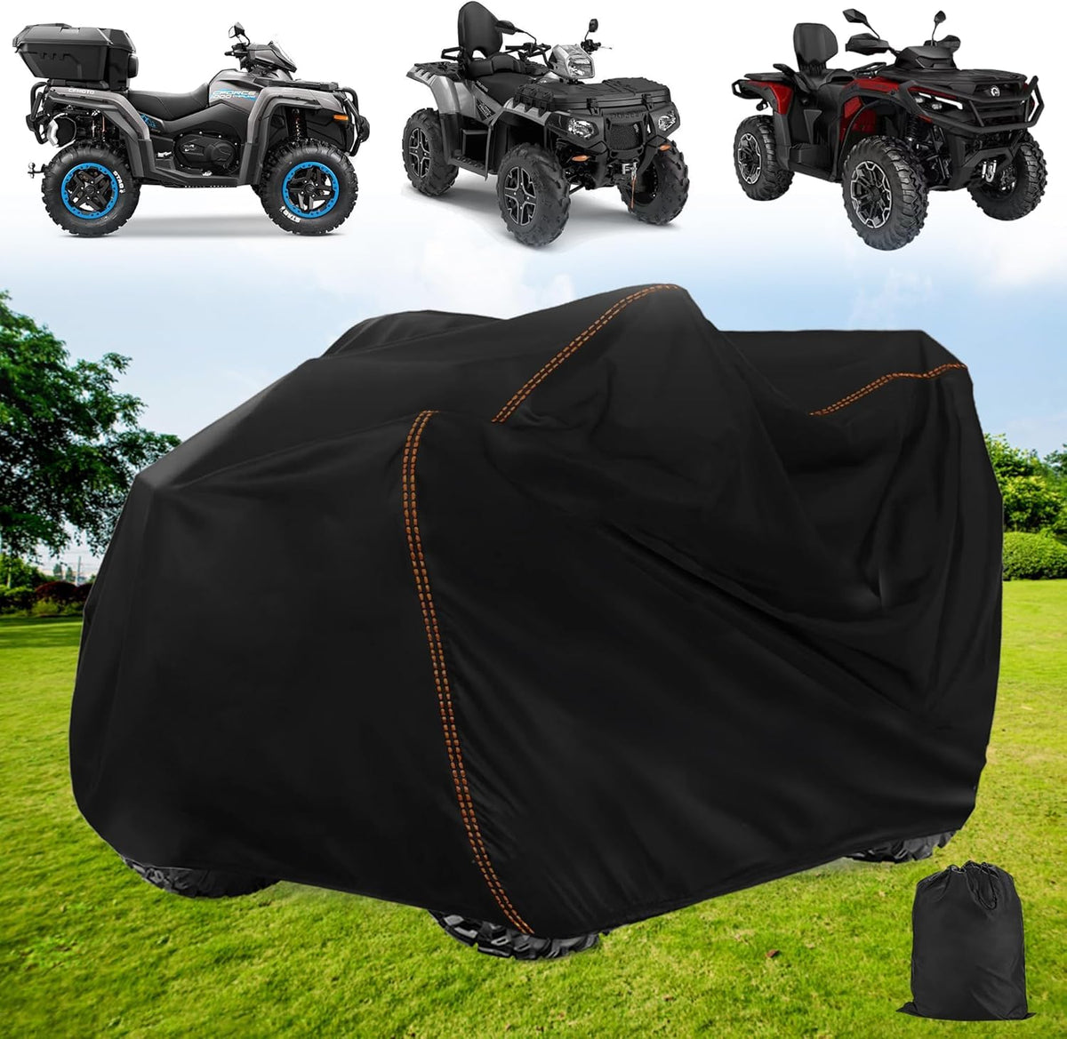 QYMOTO front view showing full ATV coverage and protection