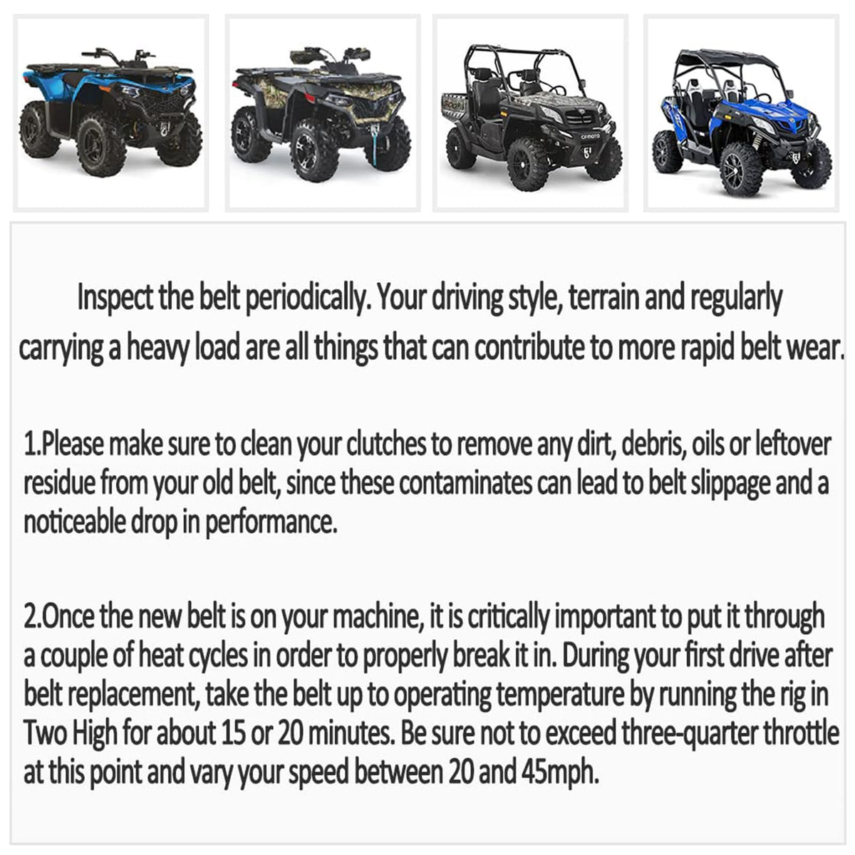 QYMOTO CFMOTO belt installed on UTV demonstrating restored power transfer