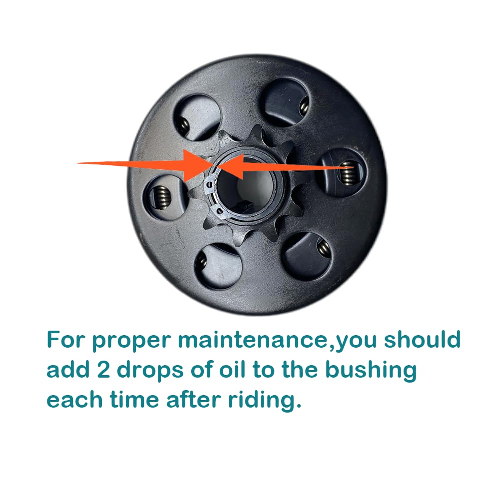 QYMOTO clutch installed on a mini bike demonstrating direct bolt-on replacement