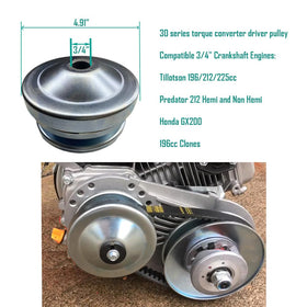 QYMOTO driver pulley side profile illustrating bore and durability benefit