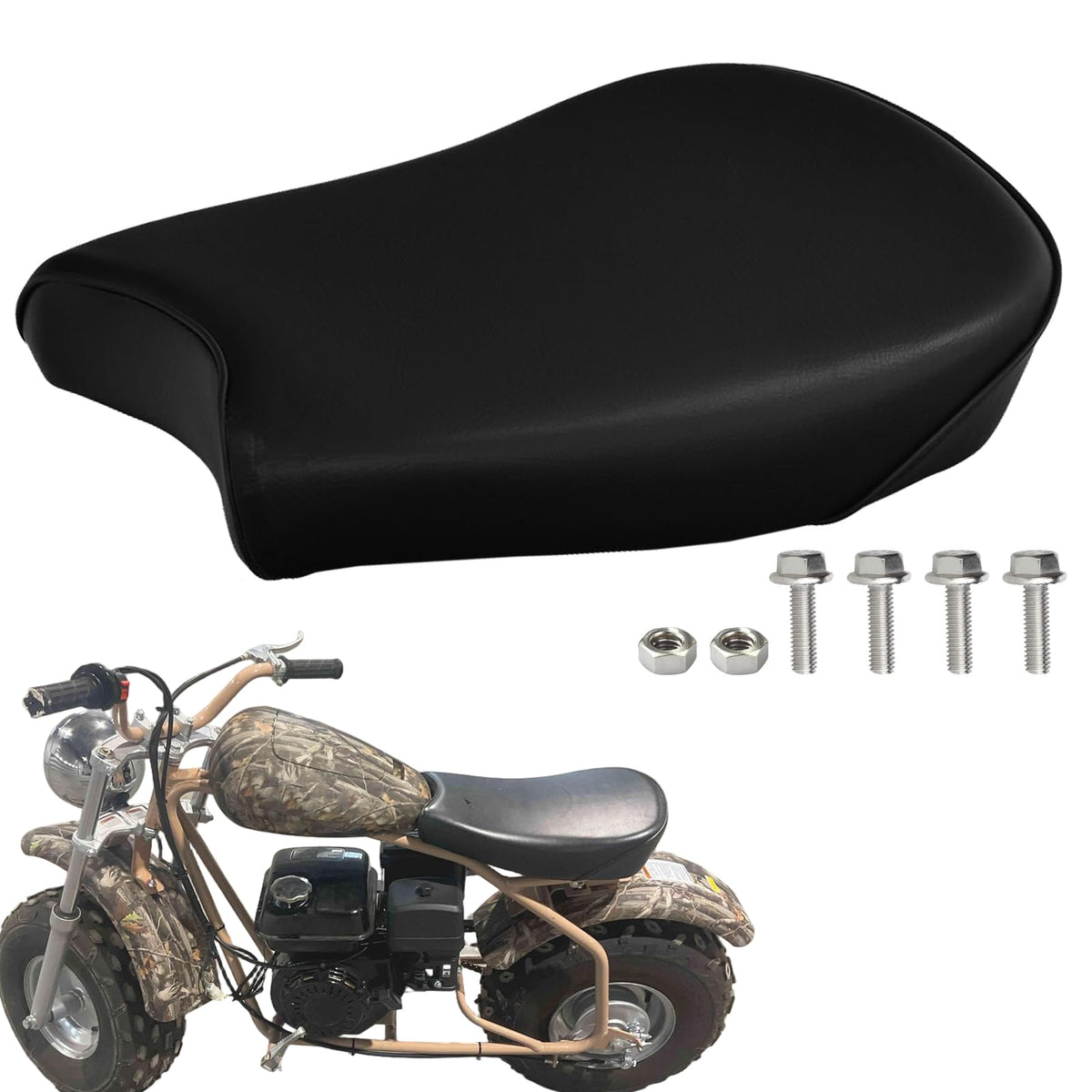 QYMOTO front view of 15-inch CT200U-EX seat showing sleek cover and comfort