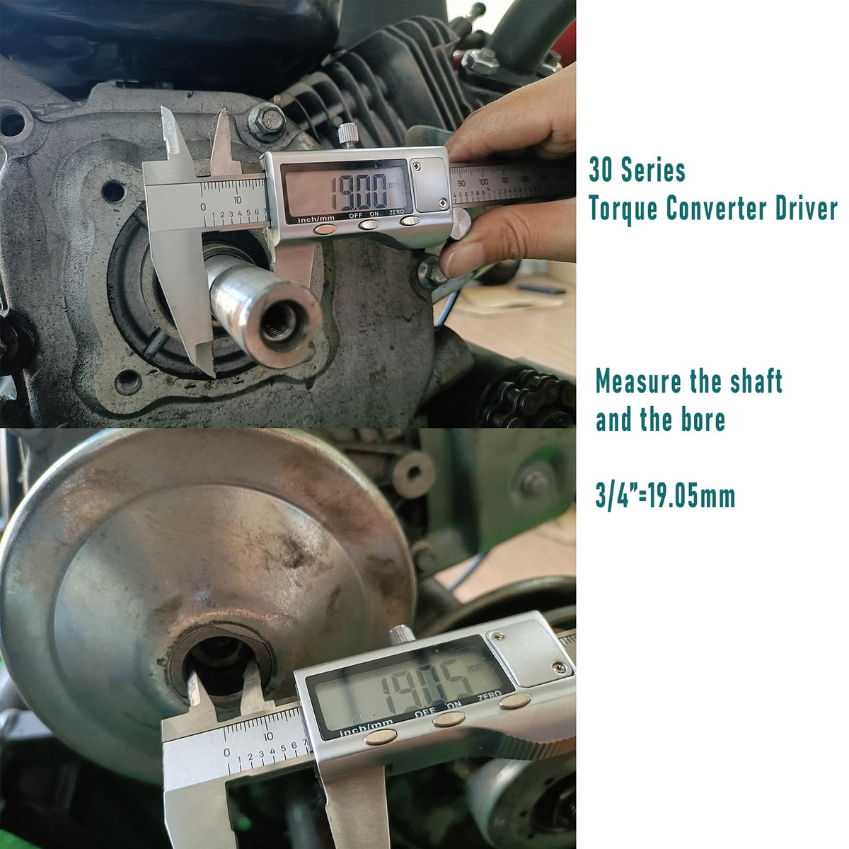 QYMOTO pulley installed on go-kart clutch demonstrating restored drive benefit