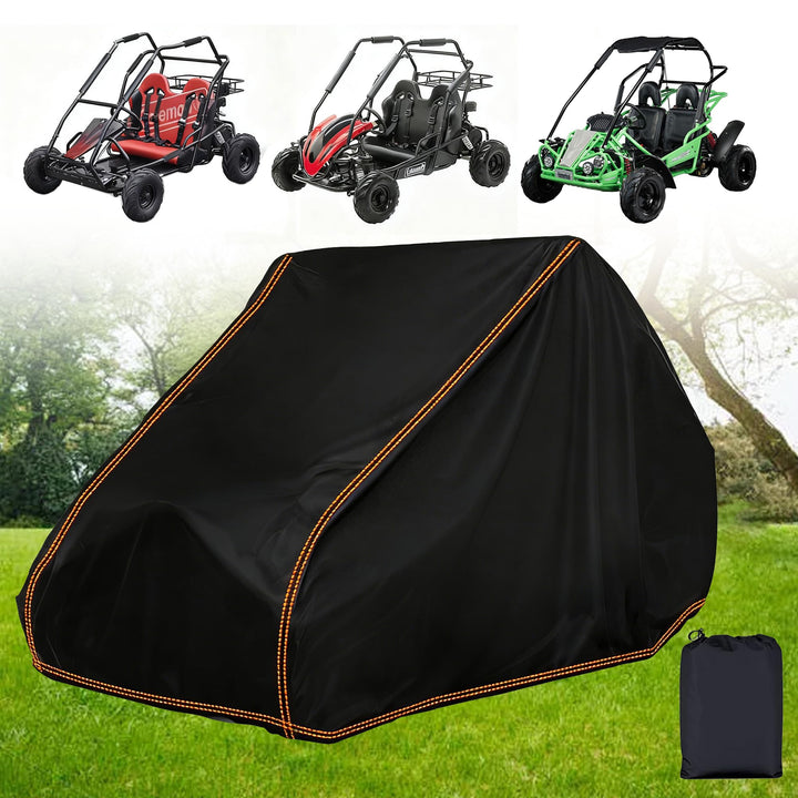 QYMOTO front view of KT196 cover fitting two-seat go-kart for protection