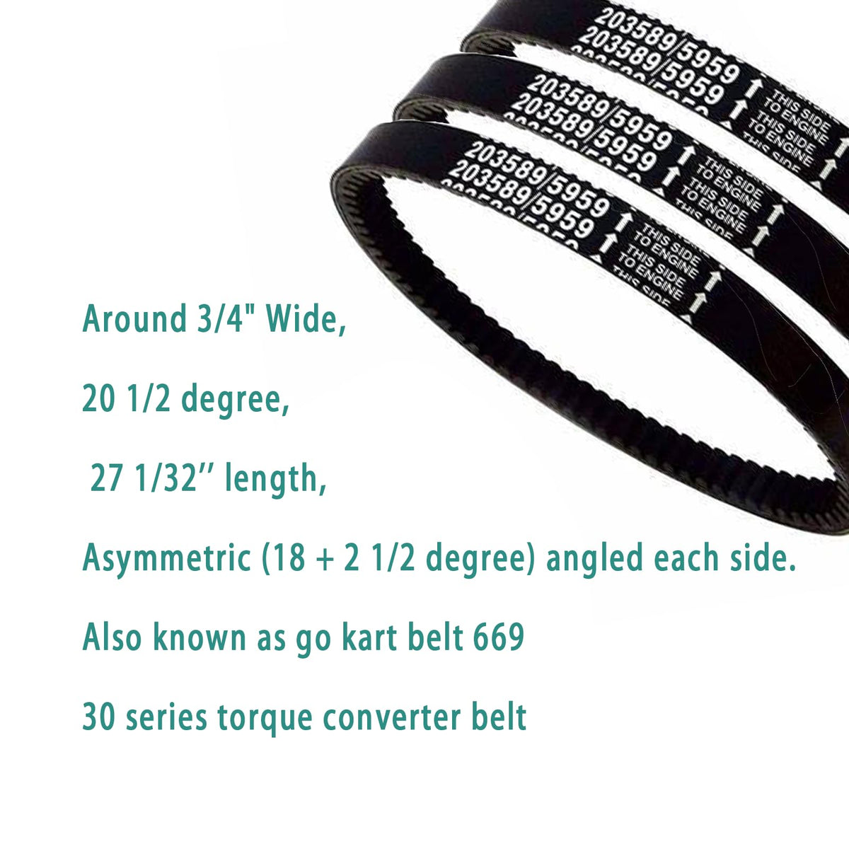 QYMOTO belt length measurement view showing correct fit dimensions