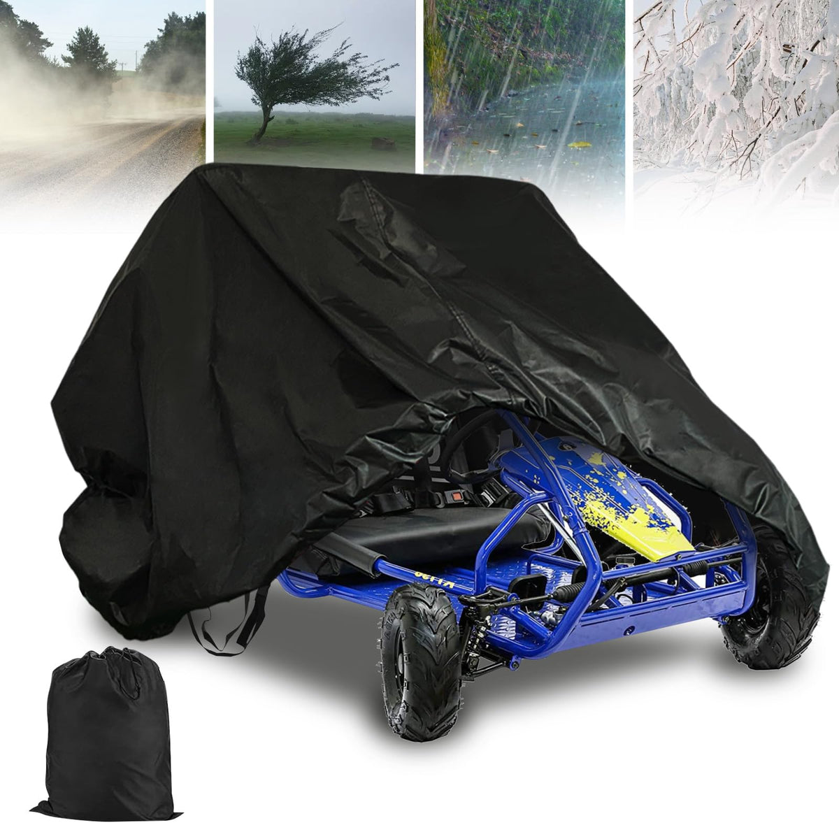 QYMOTO rain demo with water beading off cover to show waterproof performance