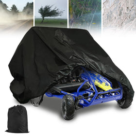 QYMOTO rain demo with water beading off cover to show waterproof performance
