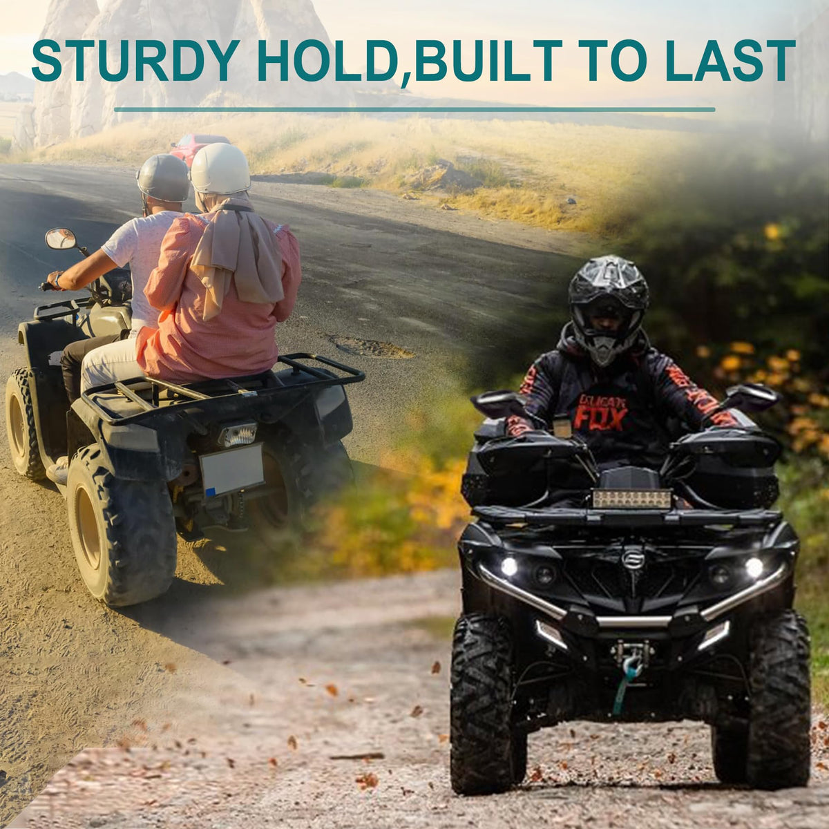 QYMOTO lifestyle image of rider on trail with mirrors showing enhanced rear visibility