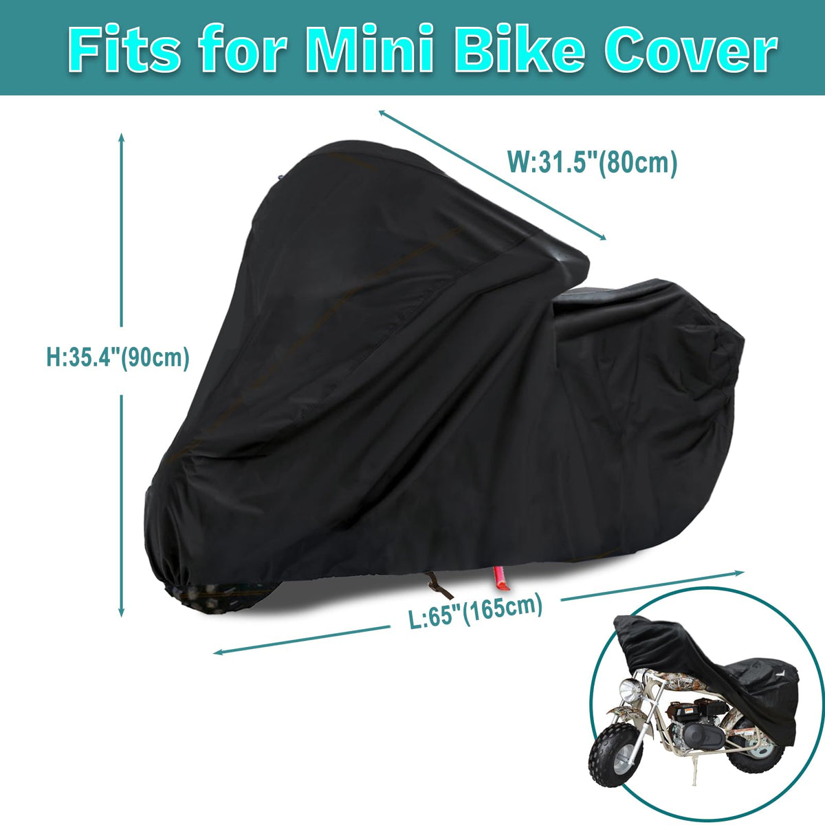 QYMOTO mini bike cover close fabric texture highlighting durability
