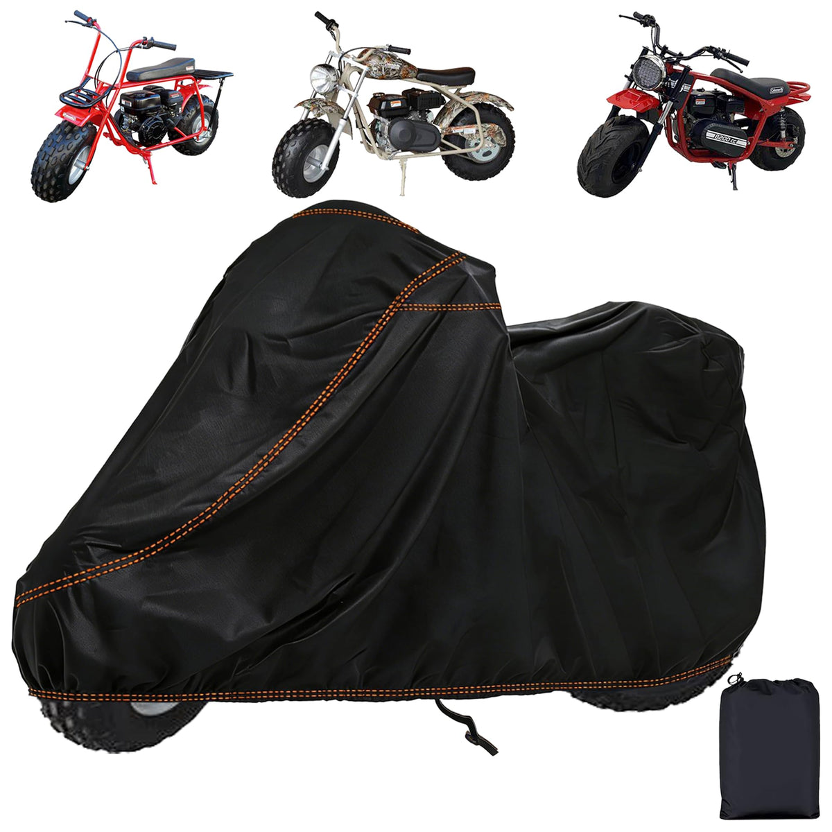 QYMOTO mini bike cover front view protecting bike from weather
