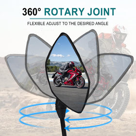 QYMOTO mirror installed on an ATV demonstrating stability and improved situational awareness