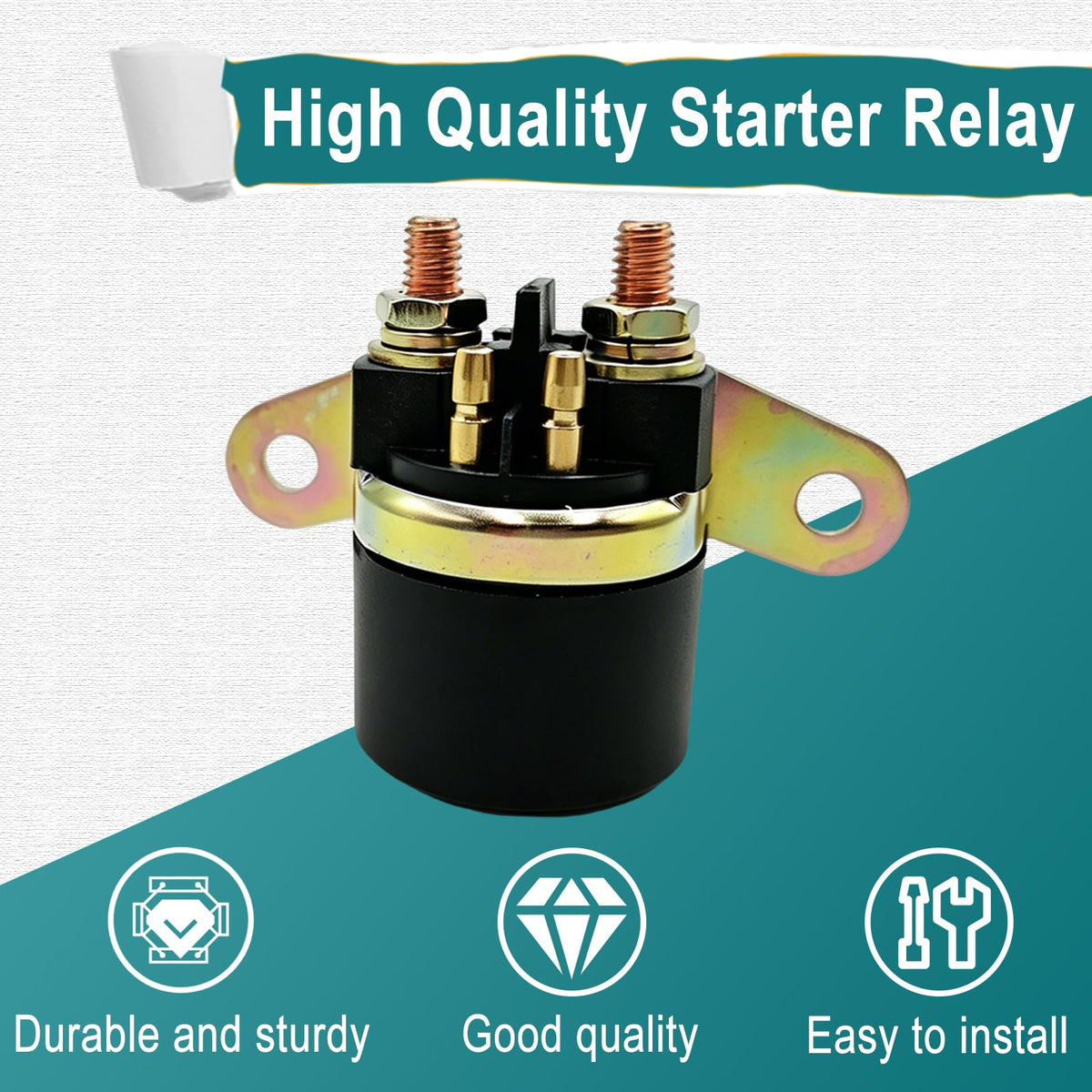 QYMOTO starter relay label and part number for easy cross-reference