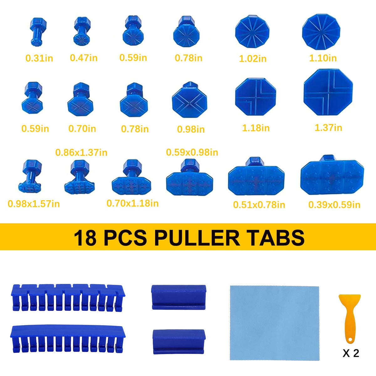 QZQUFJ assortment of 18 adhesive tabs offering size options for dents