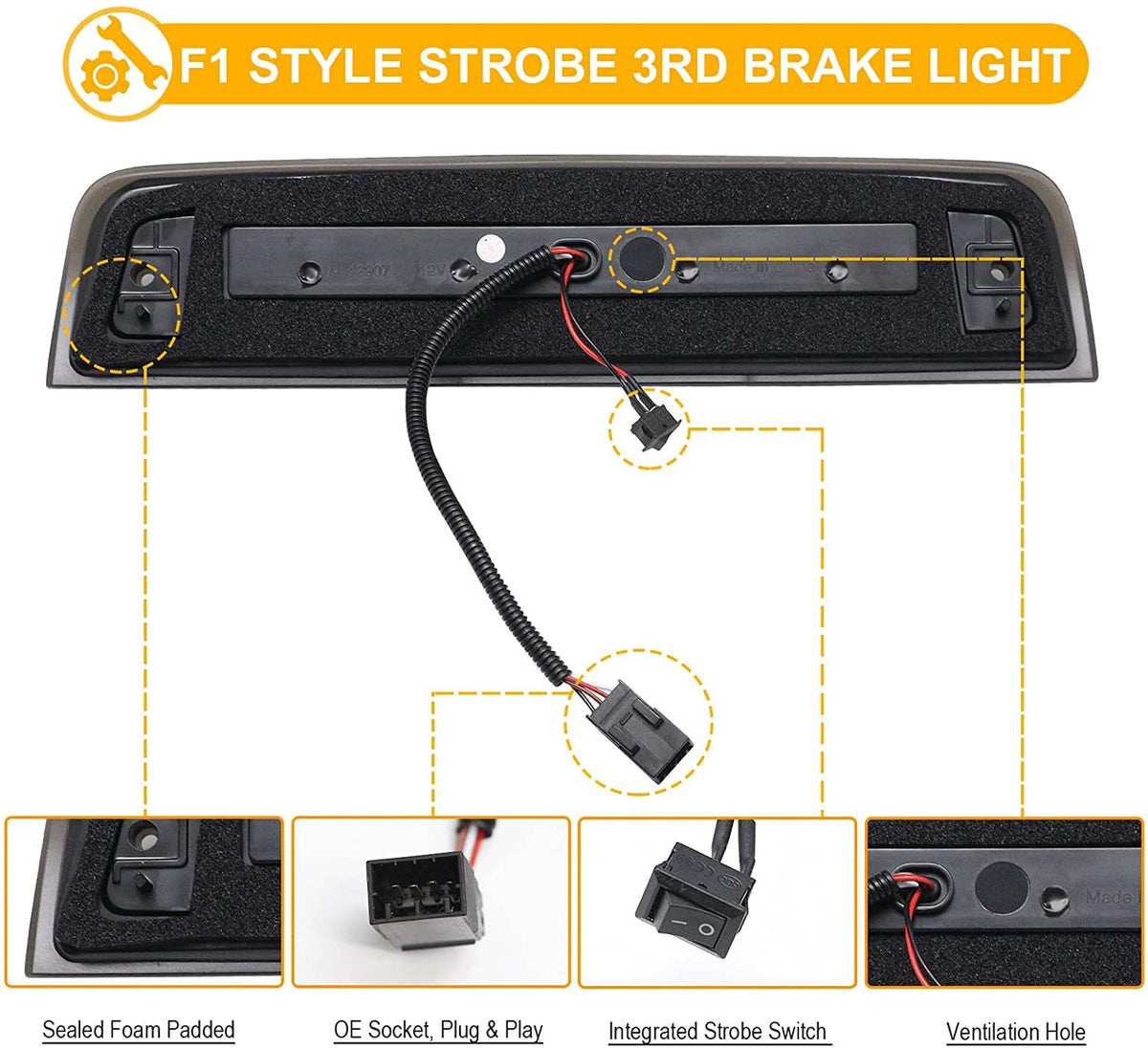 R&F Auto foam-sealed backside displaying IP67 waterproof protection