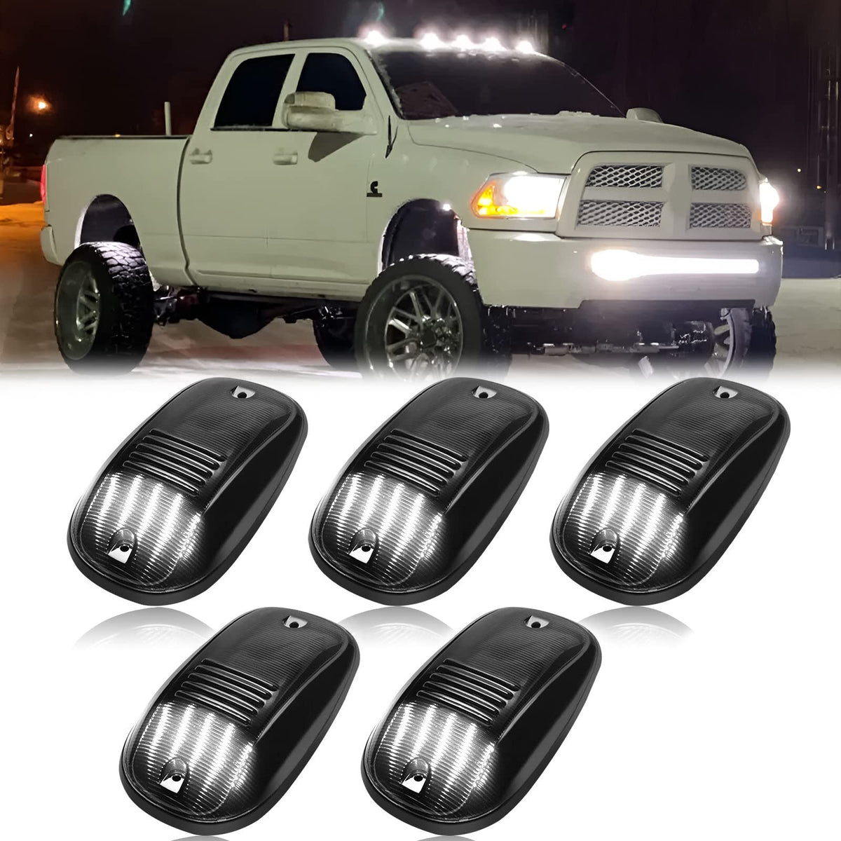 R&F Auto front view of smoked cab light kit showing sleek profile and fit