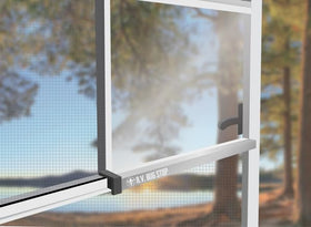 R.V. Bug Stop installed in RV screen door illustrating seamless operation
