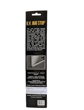 R.V. Bug Stop packaging with 3M adhesive backing for tool-free installation