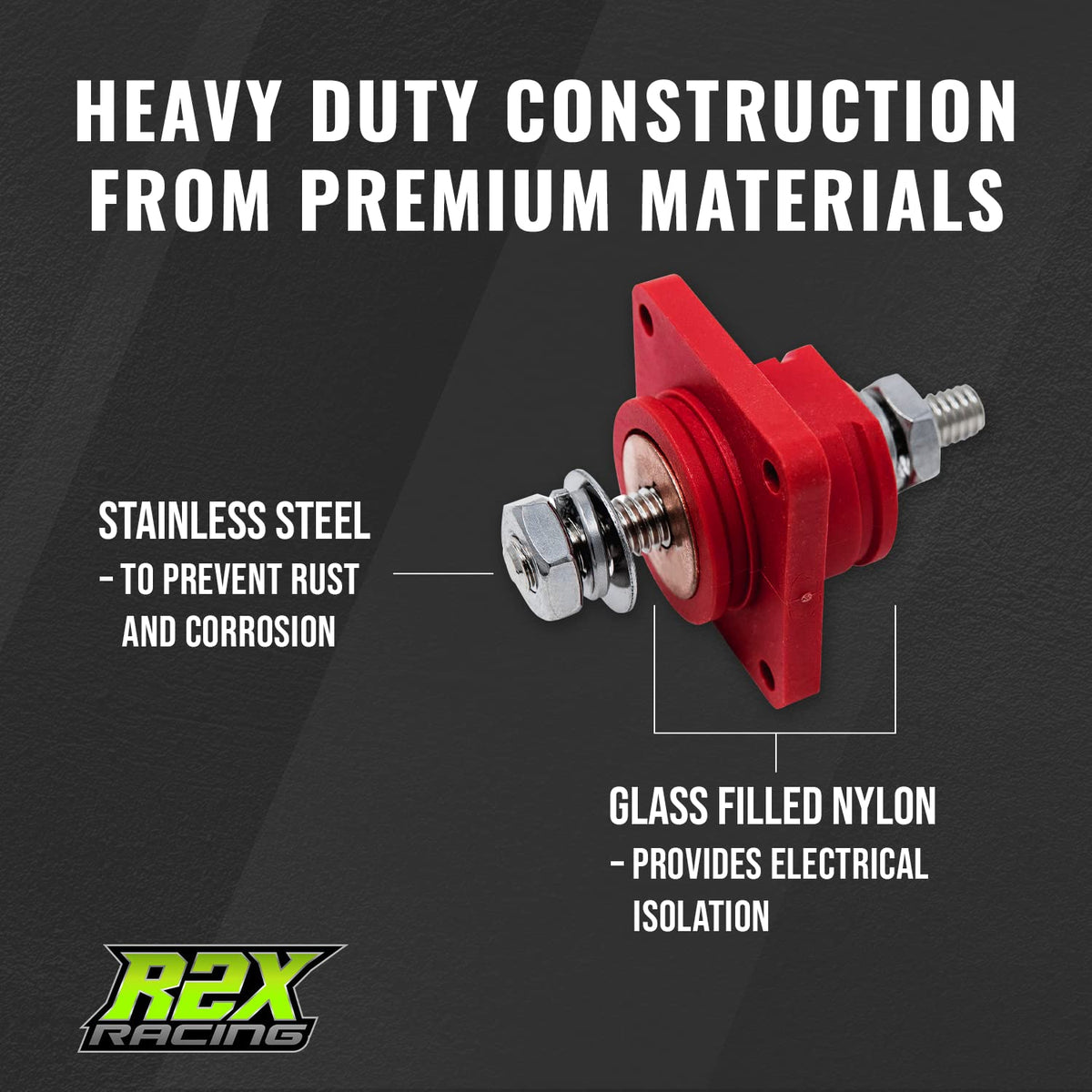 R2X Racing threaded nut back side delivering secure, vibration-resistant fastening
