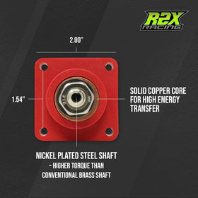 R2X Racing insulator boot close-up protecting terminal from spray and corrosion