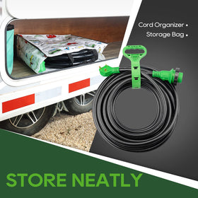 RVGUARD storage bag and strap keeping the 50ft cord neat and protected