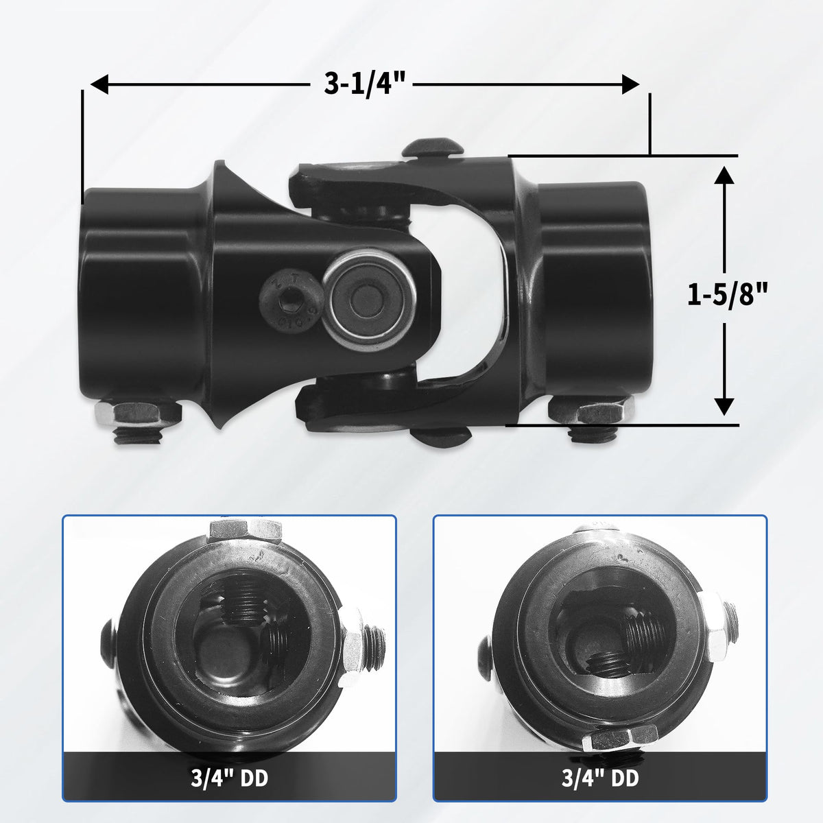 RABROPAR close-up of set screws tightening on DD shaft, secure retention benefit