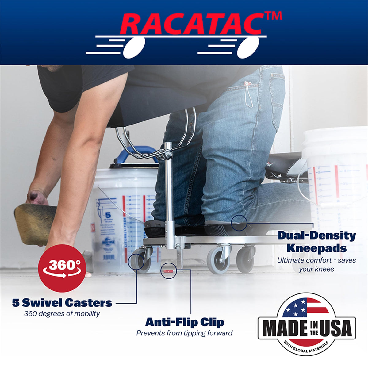 Racatac 3-inch caster underbody showing smooth rolling over debris
