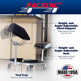 Racatac knee pad closeup highlighting replaceable cushioning comfort