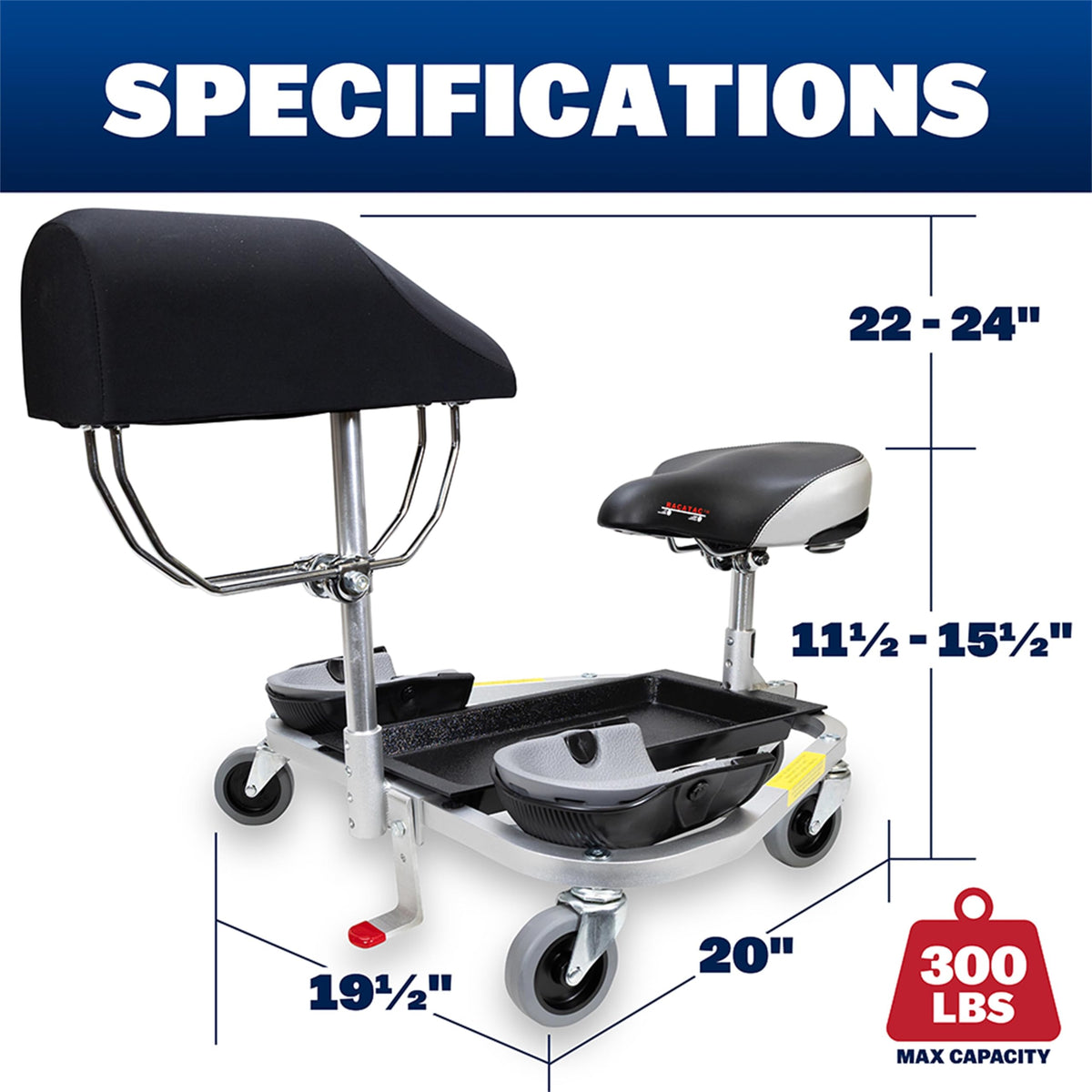 Racatac side profile with adjustable seat showing customizable height
