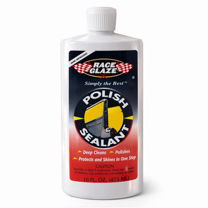 RACE GLAZE front label showing product identity and benefits