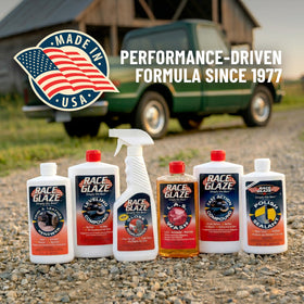 Detailer using RACE GLAZE on a vehicle producing protective shine