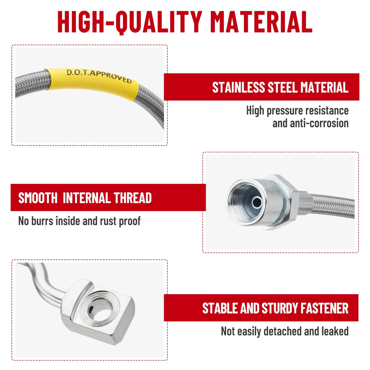 Racewill braided stainless close-up showing abrasion resistance and durability