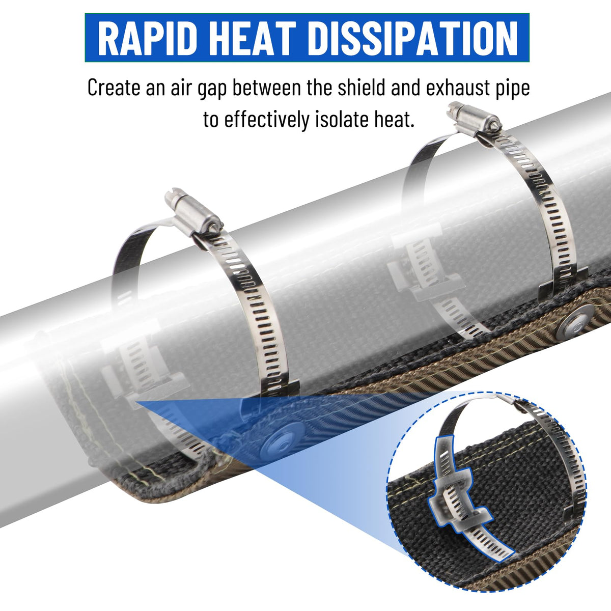 Racewill clamp and upgraded rivet detail showing secure fit and vibration resistance benefit