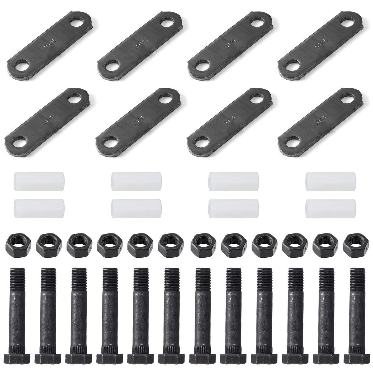Racewill front packaging showing full trailer shackle kit and clear contents benefit