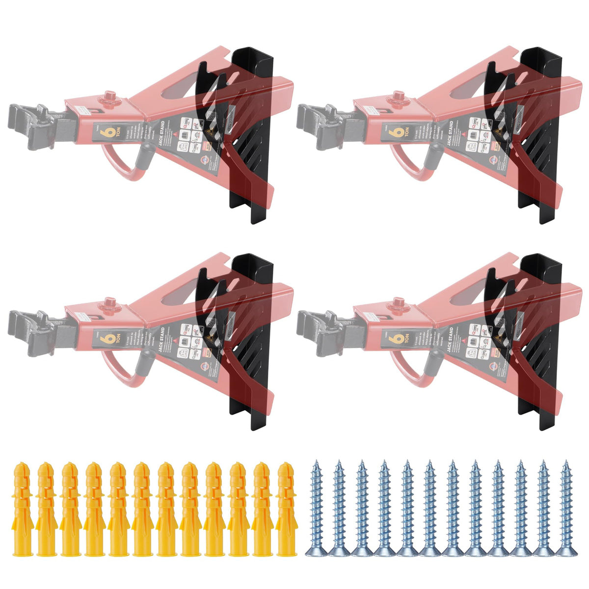 Racewill front view of four mounts showing organized storage benefit