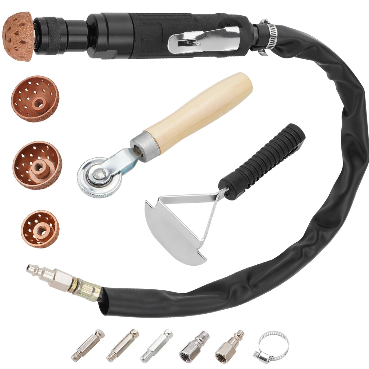 Racewill front view grinder kit showing all included tools and benefits