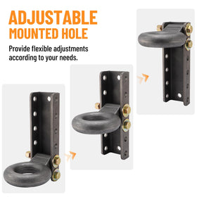 Racewill detail of height adjustment positions demonstrating five settings for level towing