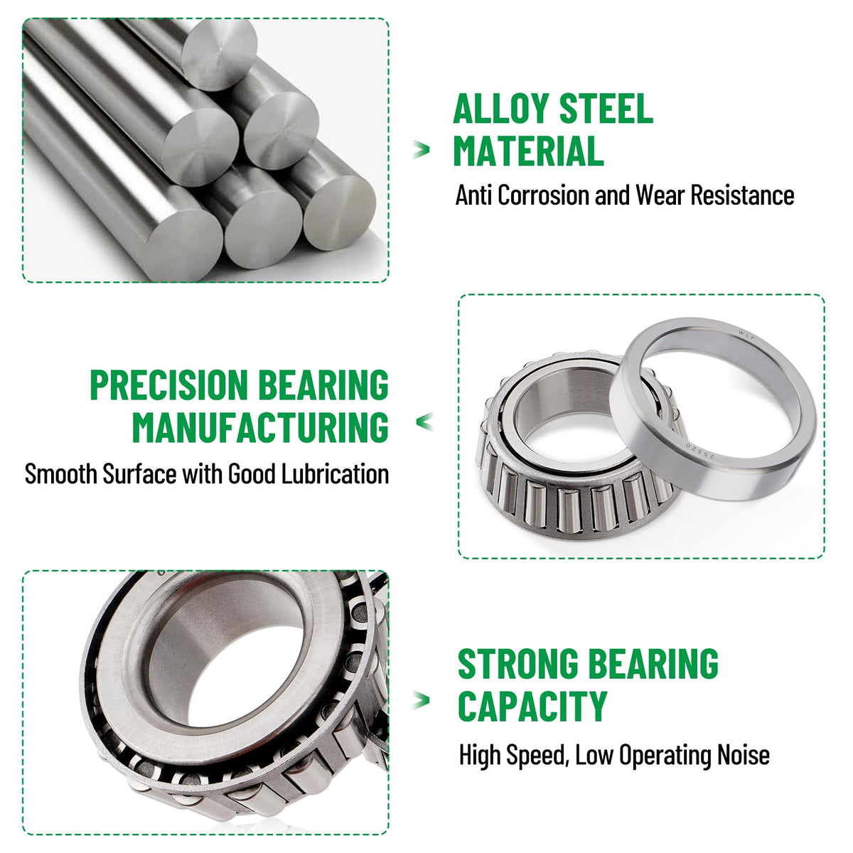 Racewill inner bearing close-up showing precision alloy steel for durability
