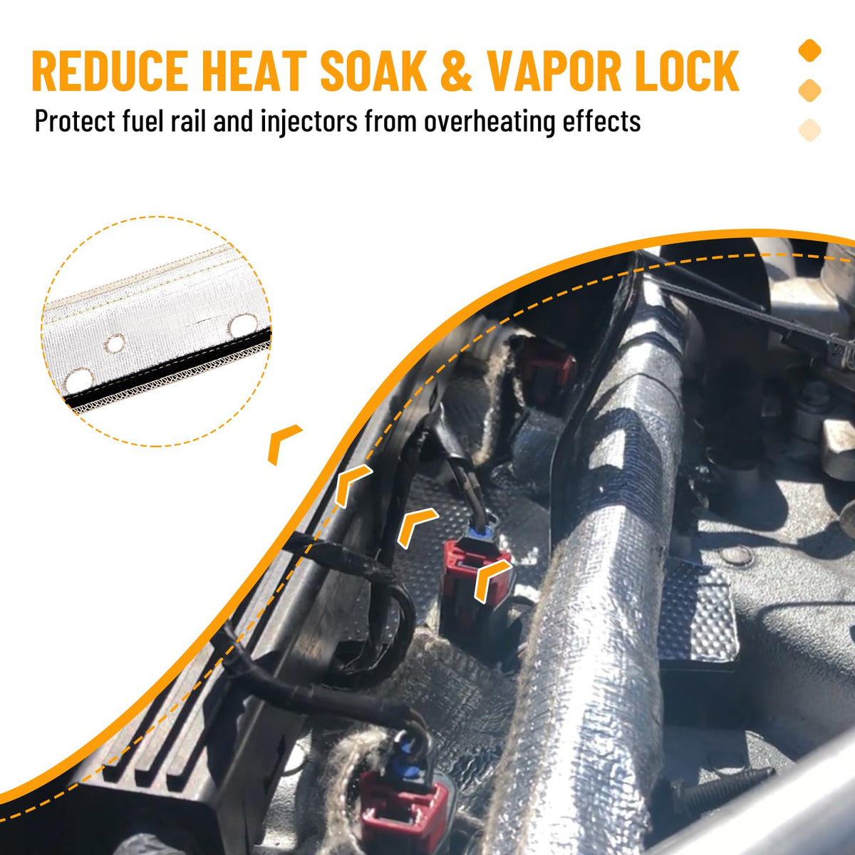 Racewill manifold heat shield top view illustrating full-coverage protection