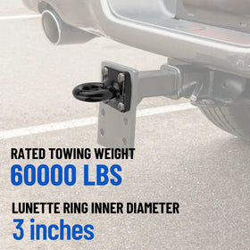 Racewill mounting flange bolt pattern showing four-bolt security and stable towing benefit