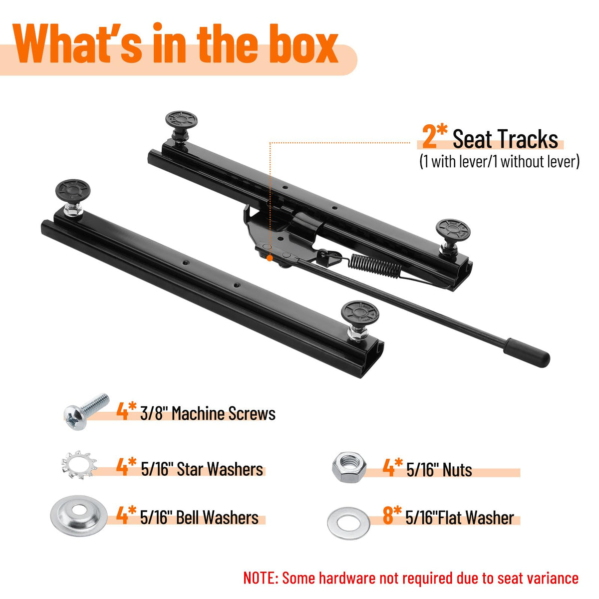 Racewill seat rails beside ruler showing scale and seven-inch adjustment benefit