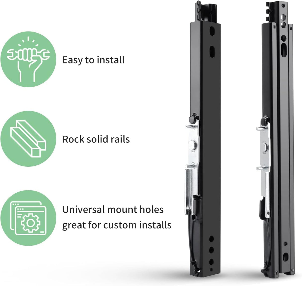 Racewill side profile seat slider illustrating smooth fore-and-aft adjustability