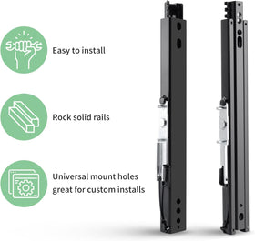 Racewill side profile seat slider illustrating smooth fore-and-aft adjustability