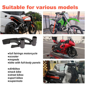 Racrank installed on a sportbike with fairing to protect finish and stabilize handlebars